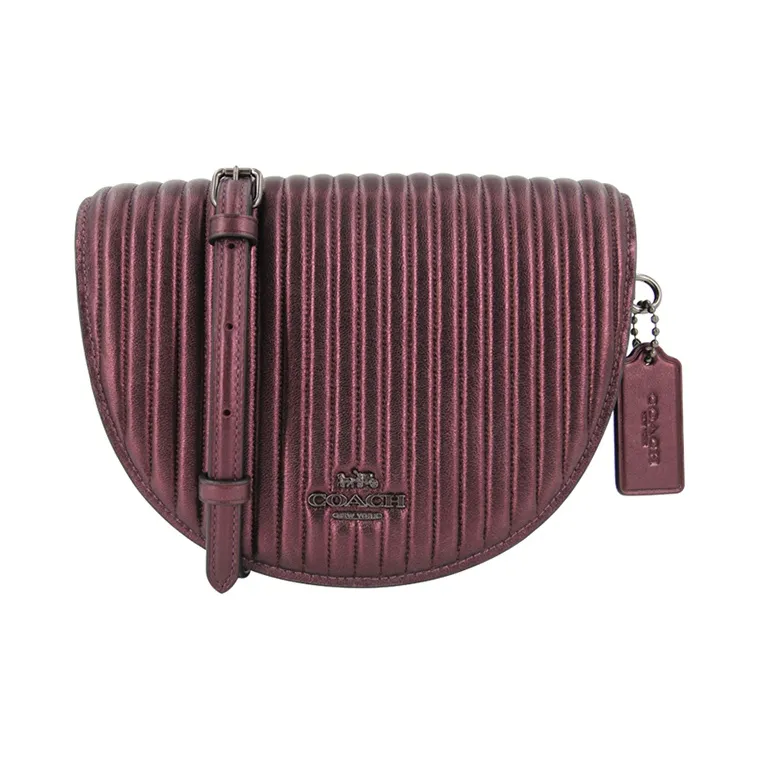 COACH Ellen Leather Saddle Bag, Shoulder Bag, Crossbody Bag Small Size Women's Purple-0