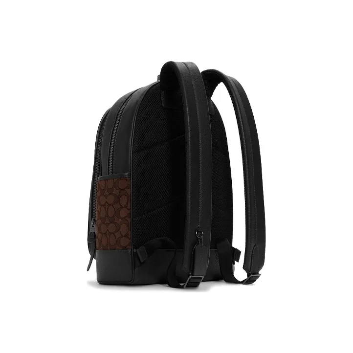 COACH Canvas Leather Backpack Medium Size Unisex Brown & Orange-2