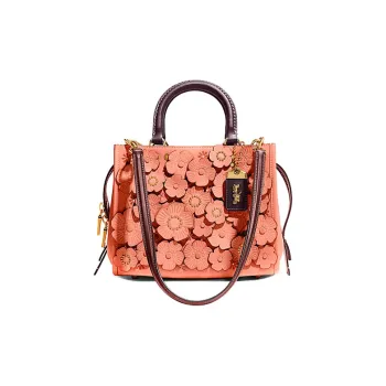 COACH Rogue Cow Leather Shoulder Bags Handbags Medium Size Women's Orange Brown