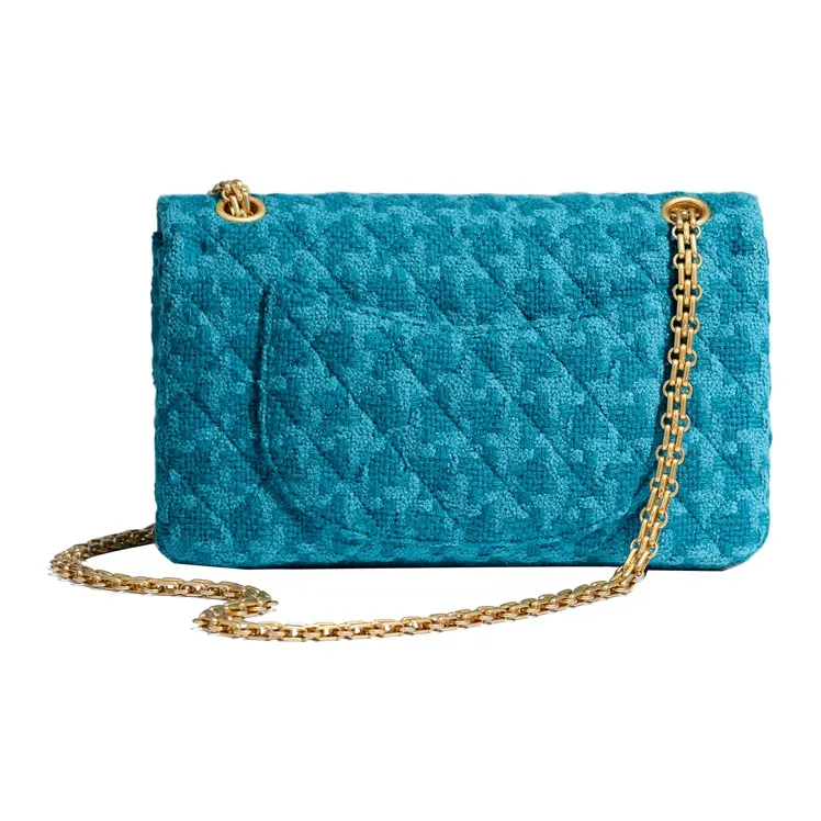 CHANEL 2.55 Fabric Crossbody Bag, Shoulder Bag Women's Blue-1