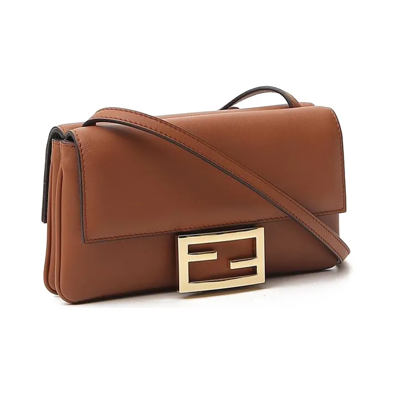 FENDI Baguette Calfskin Baguette Bag Crossbody Bag Women's Brown-1