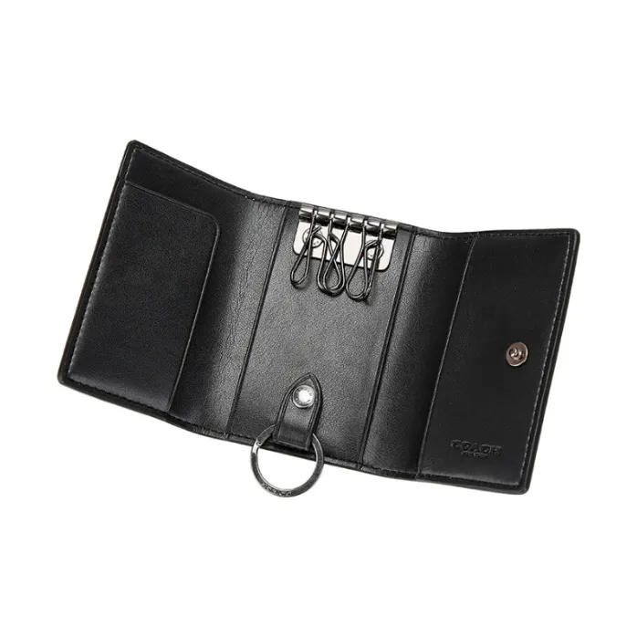 COACH Key Case Artificial Leather Key Pouch Unisex Brown Monogram-5