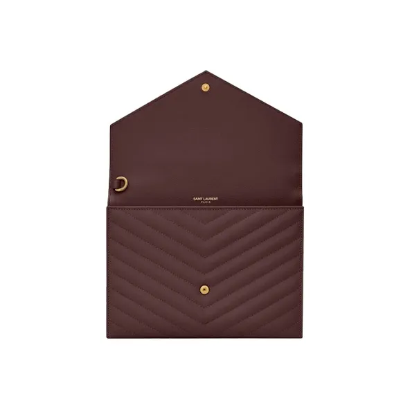 SAINT LAURENT Monogram Cow Leather Handbags Clutches Women's Brown-3