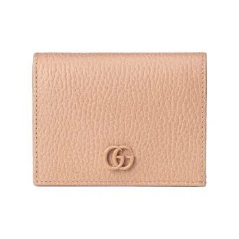 GUCCI Marmont Leather Wallets Card Holders Women's Rose Beige/Milk Tea