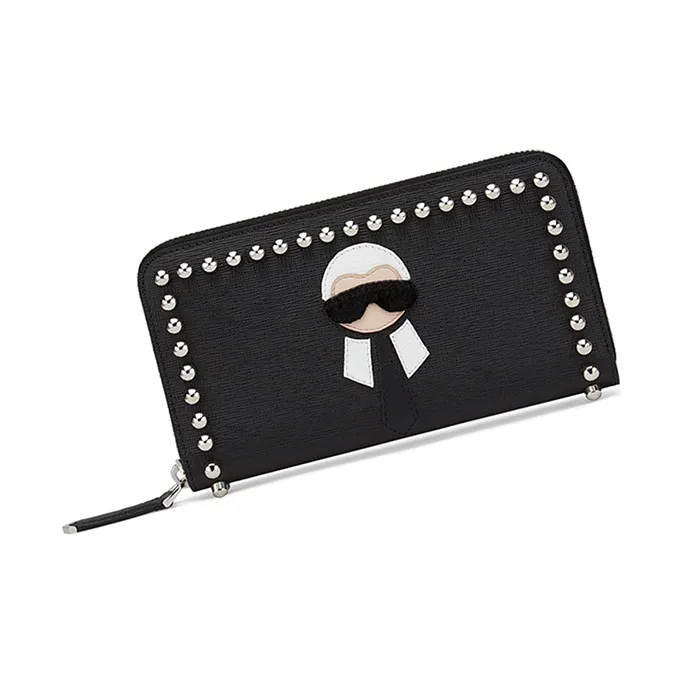 FENDI Cowhide Leather Wallet Regular Women's Black-1