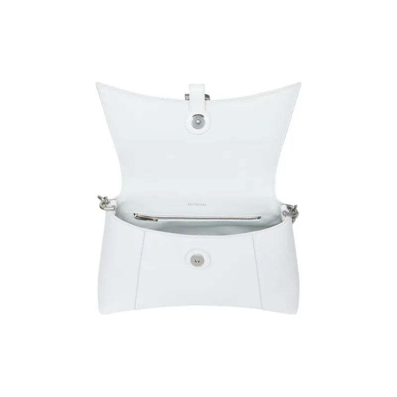 Balenciaga Downtown Cow Leather Shoulder Bag Women's White-4