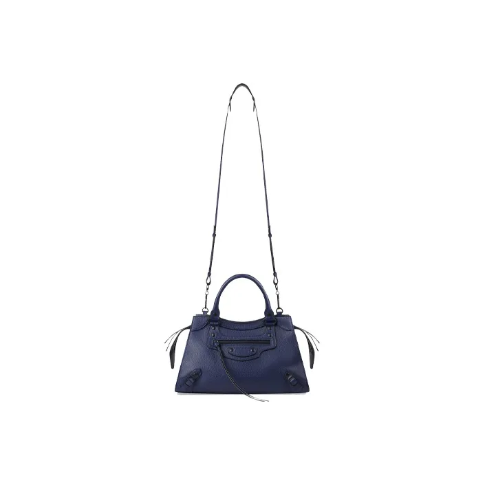 Balenciaga Grained Calfskin Handbag Women's Dark Blue-4