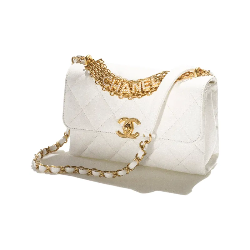 CHANEL 22SS Lambskin Flap Bag, Shoulder Bag, Crossbody Bag Trumpets Women's White-2