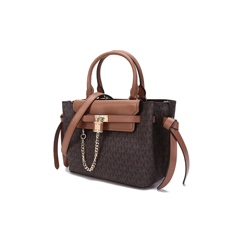 MICHAEL KORS Hamilton Legacy Cow Leather Shoulder Bags Handbags Small Size Women's Dark Brown/Acorn Brown-1