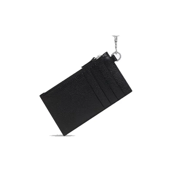 Balenciaga Grained Calfskin Key Ring Card Holder Regular Unisex Black-2