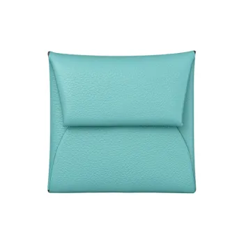 HERMES Bastia Epsom Leather Wallet Women's Lagoon Blue