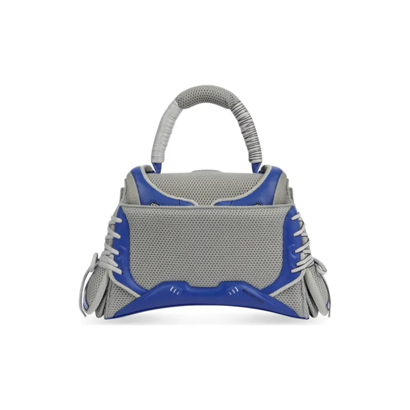 Balenciaga Fabric With Leather Hourglass Bag One Shoulder Handbag Crossbody Bag Medium Size Women's Blue/Gray-2