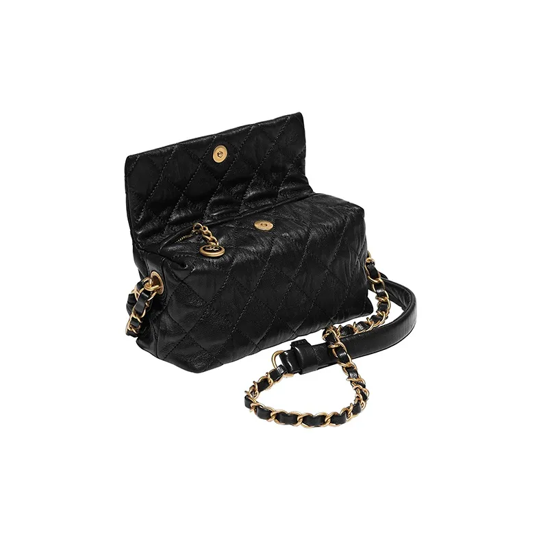 CHANEL Gabrielle Wrinkle Lambskin Backpack, One Shoulder Bag, Handbag, Crossbody Bag Trumpets Women's Black-2