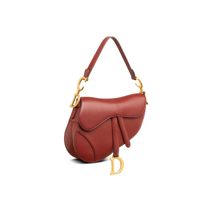 DIOR Sheepskin Saddle Bag Clutch Women's Brick Red-1