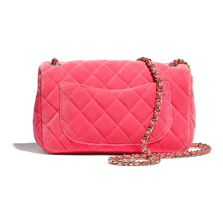 CHANEL Classic Flap CF Small Gold Ball Goose Plush Velvet Mouth Cover Bag, Crossbody Bags, Shoulder Bags Women's Pink-1