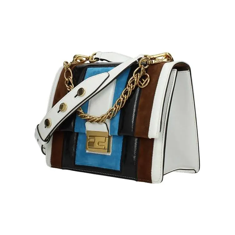 FENDI Kan U Leather Handbag Shoulder Bag Crossbody Bag Women's White/Brown/Black/Blue-2
