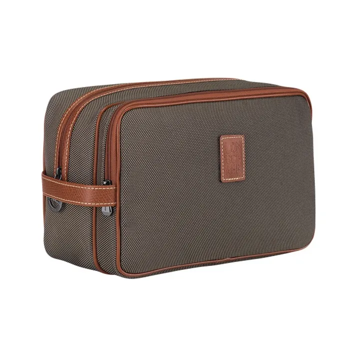 LONGCHAMP Boxford Cow Leather Toiletry Bag Unisex Brown-1