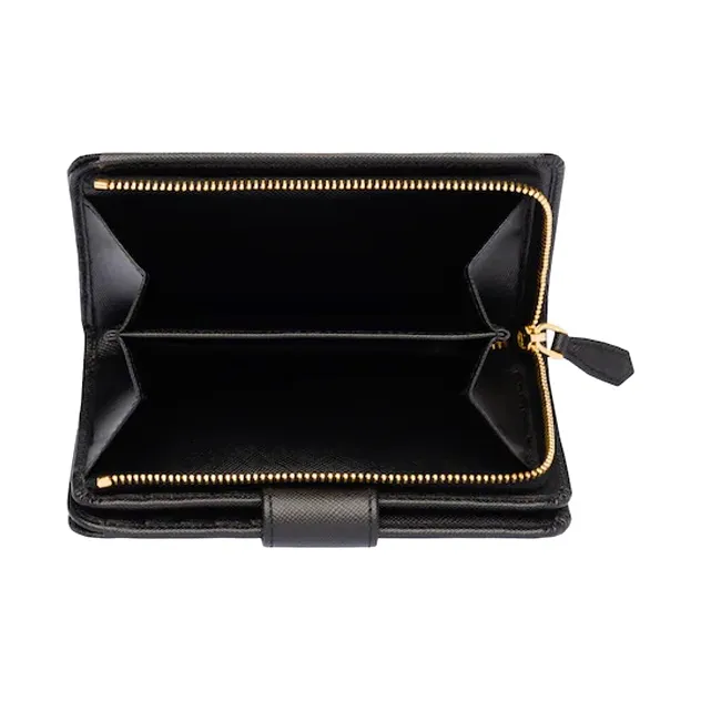 PRADA Leather Wallet Women's Black-4
