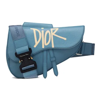 DIOR Saddle Cow Leather Saddle Bag Shoulder Bag Crossbody Bag Men's Blue