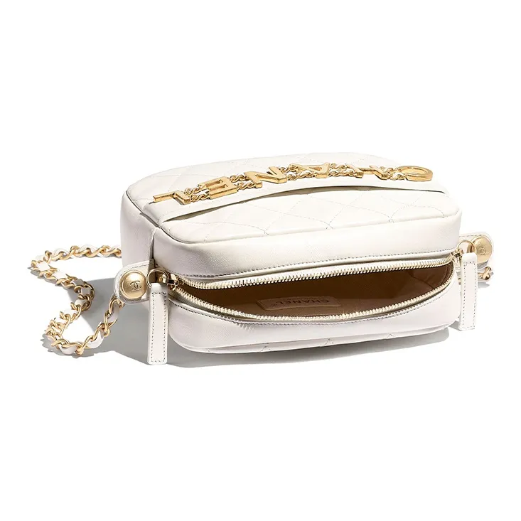 CHANEL Calfskin Camera Bag, Crossbody Bag, Shoulder Bag Women's White-1