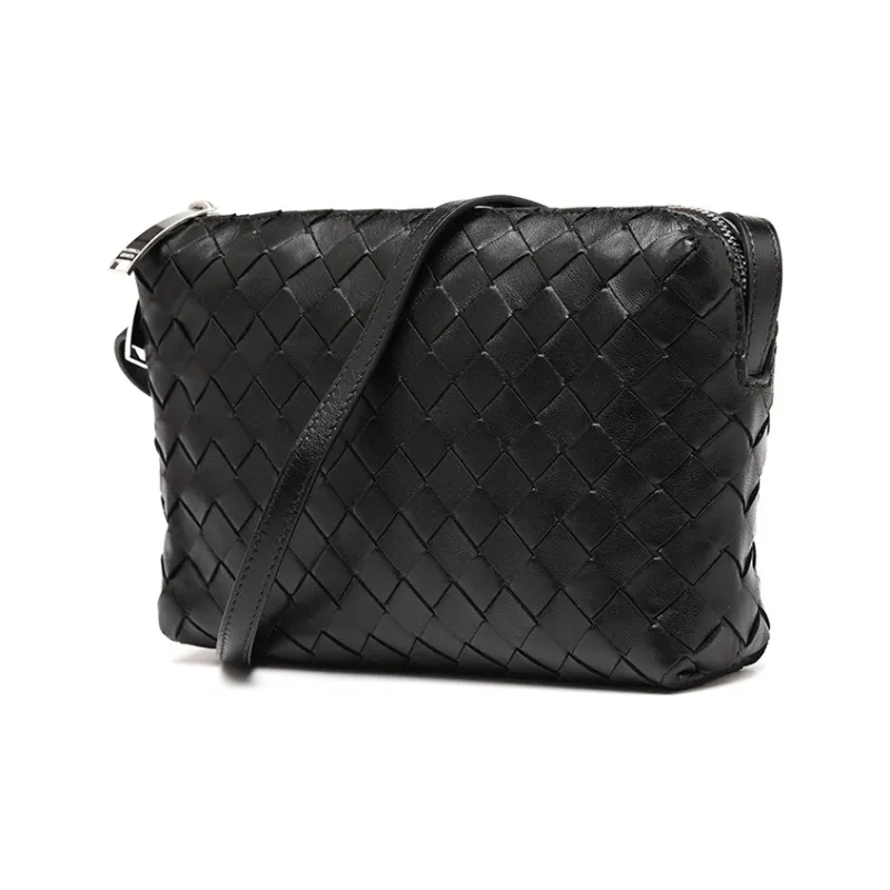 Bottega Veneta Sheepskin One Shoulder Crossbody Clutch Women's Black-3