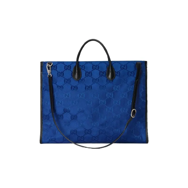 GUCCI Off The Grid Nylon With Leather Tote Bag, Shopping Bag, Handbag Unisex Blue-3