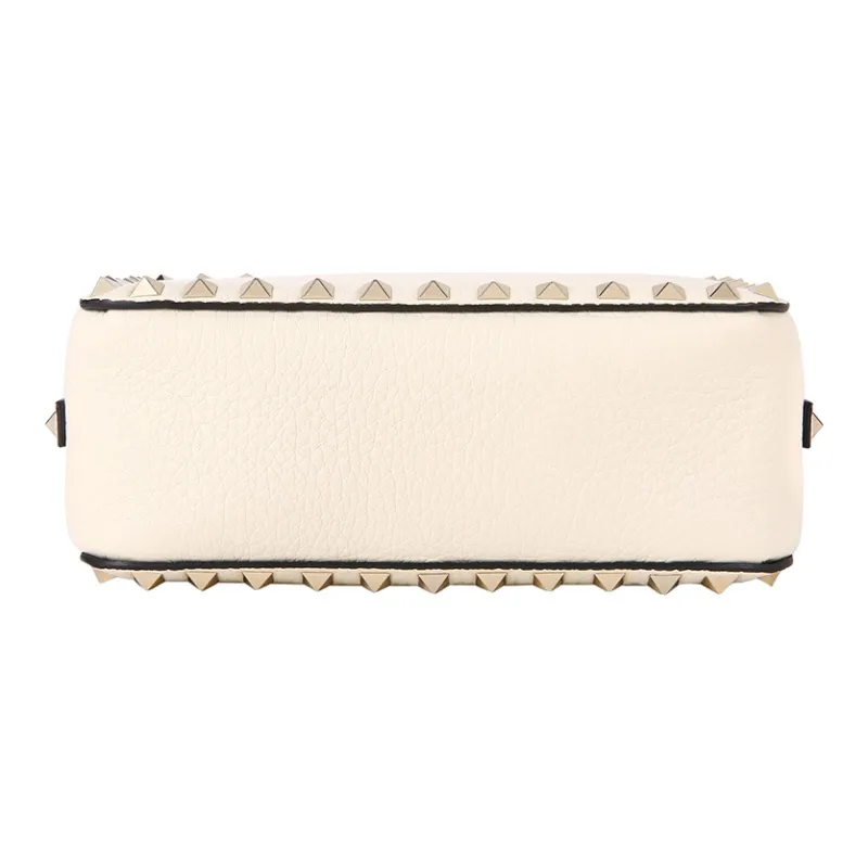 Valentino Cow Leather Shoulder Bag Women's Ecru-3
