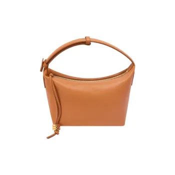 LOEWE Cubi Nappa Calfskin Lunch Box Bag Shoulder Bag Crossbody Bag Handbag Small Size Women's Brown
