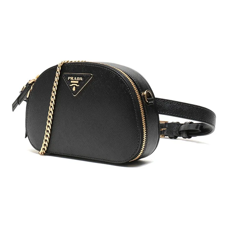 PRADA Cow Leather Shoulder Bag Crossbody Bag Fanny Pack Sling Bags Women's Black-1