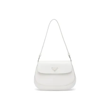 PRADA Cleo Leather Shoulder Bag Small Size Women's White