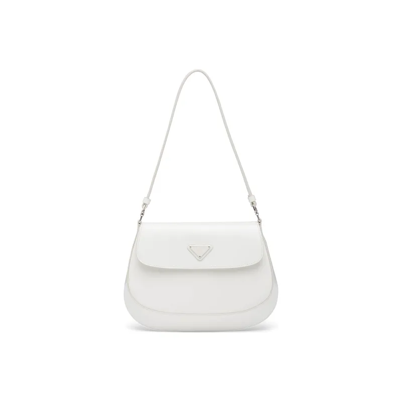 PRADA Cleo Leather Shoulder Bag Small Size Women's White-0