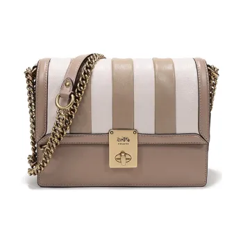 COACH Hutton Leather Small Square Bag Crossbody Bag Shoulder Bag Women's Light Coffee Chalk White Multicolor