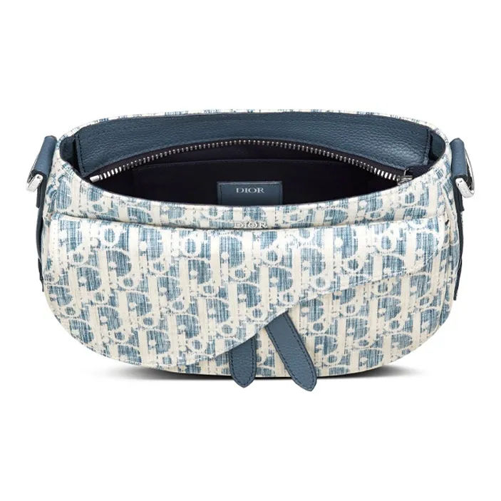 DIOR Saddle Cow Leather Saddle Bag, Sling Bag, Crossbody Bag, Shoulder Bag Men's Blue-3