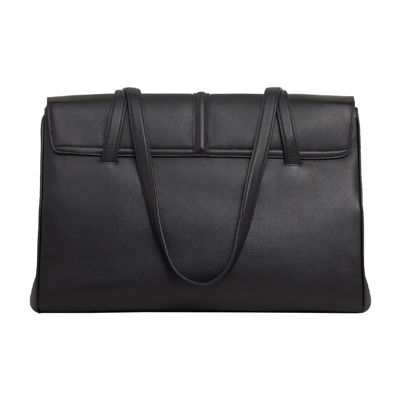 CELINE 16 Smooth Cow Leather Handbag Shoulder Bag Medium Size Women's Black-2