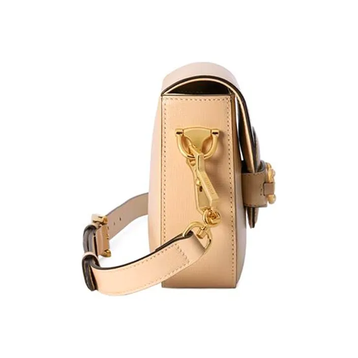 GUCCI Horsebit 1955 Leather Saddle Bag Shoulder Bag Crossbody Bag Mini Women's Beige-3