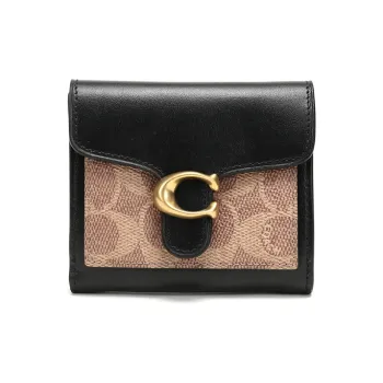 COACH Tabby Canvas Wallet Women's Brown Yellow Black