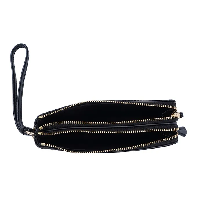 COACH Corner Zip Monogram Canvas With Leather Pochette Wrist Bag Clutch Mini Women's Black Brown-4