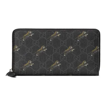 GUCCI Canvas With Leather Wallet Men's Black Gray