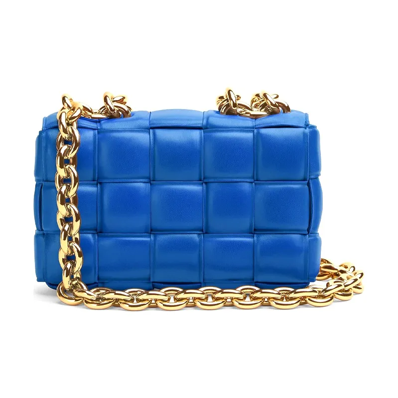 Bottega Veneta Chain Cassette Padded Intreccio Shoulder Bag Cobalt-2