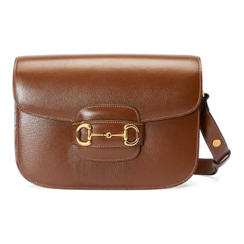 GUCCI Leather Saddle Bag, Crossbody Bag, Shoulder Bag Women's Brown