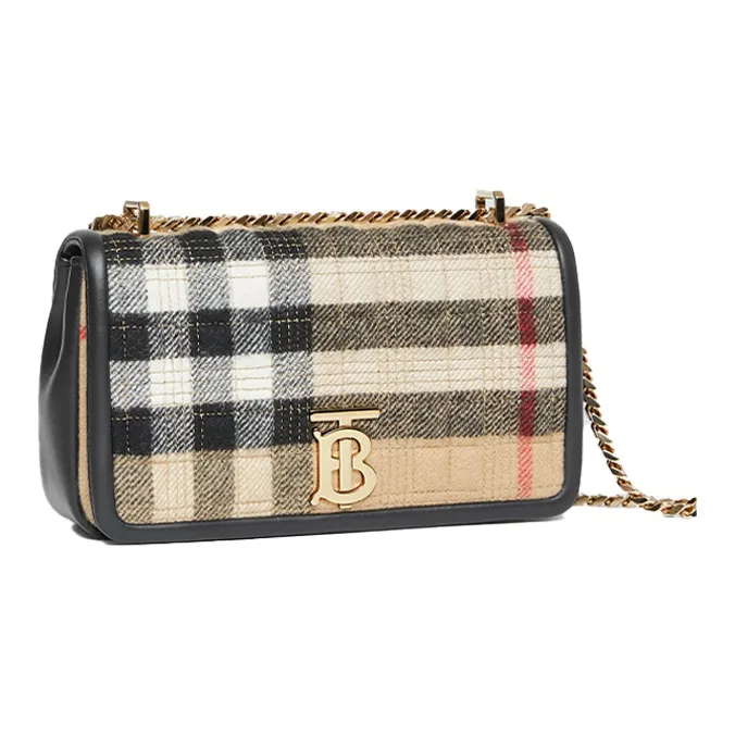 Burberry Lola Bag Quilted Silk Velvet Crossbody Bags Shoulder Bags Women's Beige-3