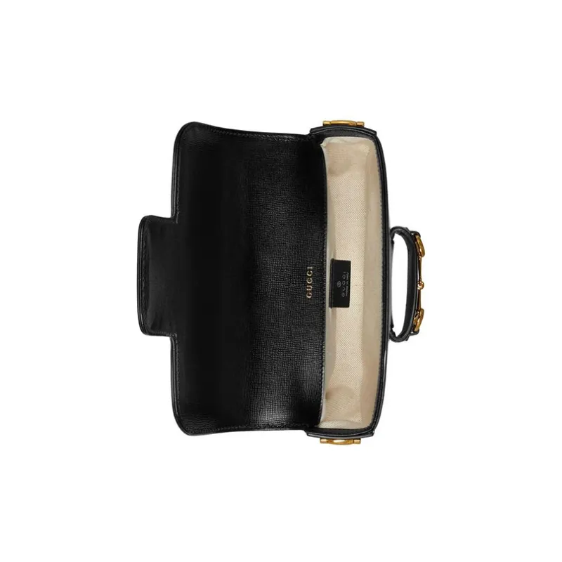 GUCCI Horsebit 1955 Leather Saddle Bag, Crossbody Bag, Shoulder Bag Mini Women's Black-7