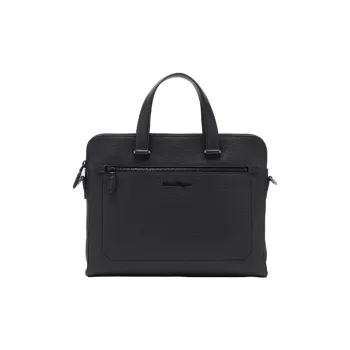 FERRAGAMO Cow Leather Briefcase Laptop Bag Handbag Regular Men's Black