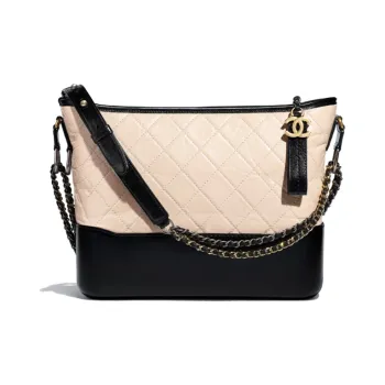 CHANEL Gabrielle Calfskin Handbag Shoulder Bag Crossbody Bag Large Size Women's Black/Beige