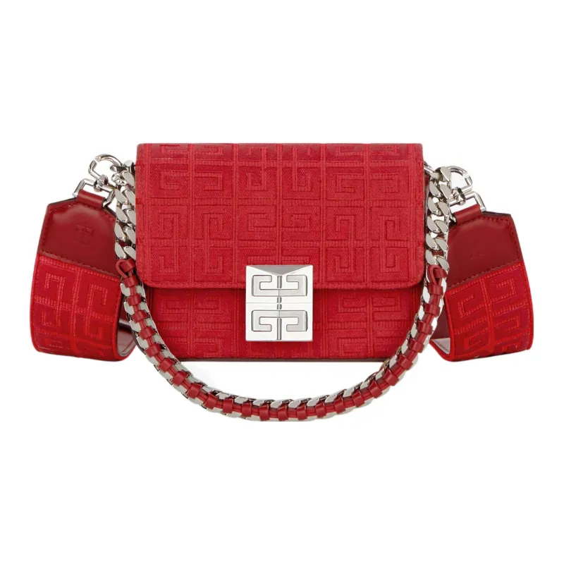 GIVENCHY 4G Cow Leather Shoulder Bag Crossbody Bag Small Size Women's Red-0