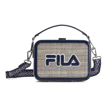 FILA Polypropylene PP Woven Fabric Small Square Box Shoulder Bag Crossbody Bag Women's Marine Blue