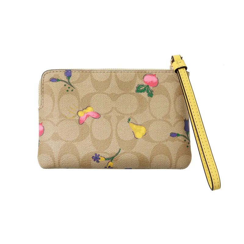 COACH PVC Clutch Small Size Women's Bright Khaki/Vintage Yellow Monogram-1