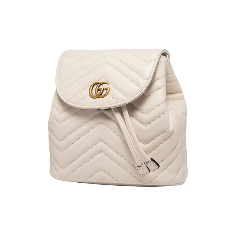 GUCCI Marmont Quilting Leather Backpack Mini Women's White-1