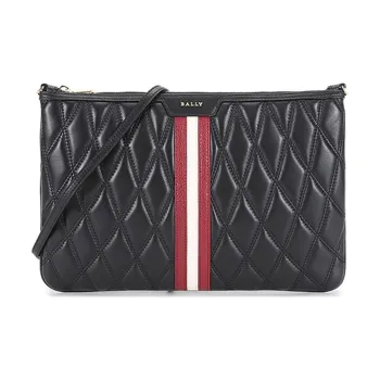 BALLY Leather Handheld Shoulder Bag Women's Black Red White Multicolor