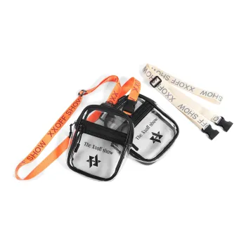 XXOFF PU Jelly Bag, Shoulder Bag, Crossbody Bag Small Size Unisex Transparent Orange/Transparent Apricot